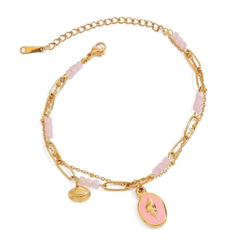 yanwuwa Verstellbares Charm-Armband aus Edelstahl, Acryl, Perlen, Akzent-Anhänger, Handgelenkkette, Schmuck von yanwuwa