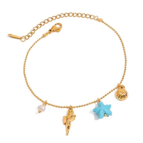 yanwuwa Verstellbares Charm-Armband aus Edelstahl, Acryl, Perlen, Akzent-Anhänger, Handgelenkkette, Schmuck von yanwuwa