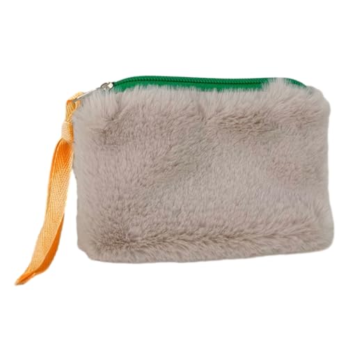 yanwuwa Weiche Plüsch-Münzgeldbörse, stilvolle und praktische Wickeltasche für den täglichen Gebrauch und Reisen, dunkelgrau von yanwuwa