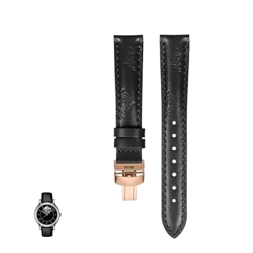 yaponuk Bedruckte Lederuhrenarmbänder der Lady Heart Collection für Tissot 1853 T050 T050207A, Uhrenkette für Couturier Prestige Damenarmband(Blackp,16mm) von yaponuk