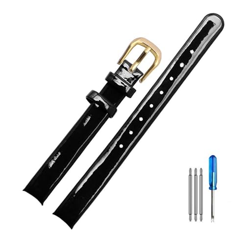 yaponuk Damen-Uhrenarmband aus weichem echtem Leder, Rindsleder, für CK K43231 K43232 K43235 K43236, Persönlichkeit, spezielle Arc-Schnittstelle(Black(LG)-Golden) von yaponuk