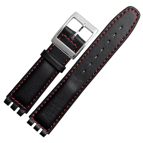 yaponuk Echtes Leder Uhrenarmband für SWATCH YRS YCS Unisex Leder Uhrenarmband mit Dornschließe(Blackr b,17mm) von yaponuk