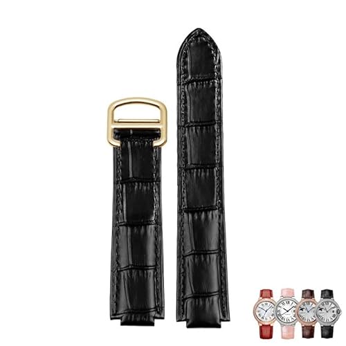 yaponuk Echtes Lederarmband Für Cartier Blue Balloon Convex Mund Uhrenarmband Zubehör(Black gold buckle,14.8mm) von yaponuk