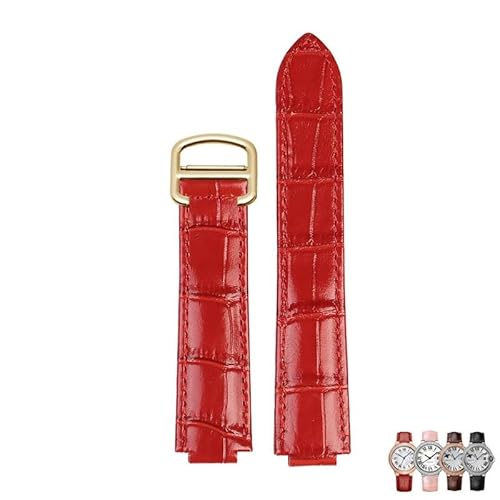 yaponuk Echtes Lederarmband Für Cartier Blue Balloon Convex Mund Uhrenarmband Zubehör(Red Gold Buckle,18.11mm) von yaponuk