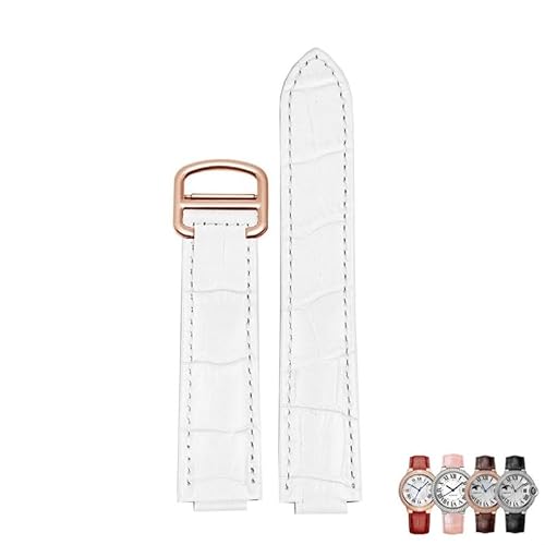 yaponuk Echtes Lederarmband Für Cartier Blue Balloon Convex Mund Uhrenarmband Zubehör(White Rose Gold,18.11mm) von yaponuk