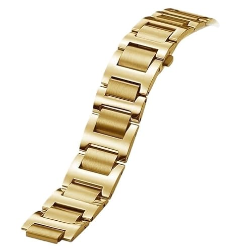 yaponuk Edelstahl-Uhrenarmband Für Cartier Ballon Bleu Uhrenkette Mit Konkaven Und Konvexen Schnittstellen(Gold,16-8mm) von yaponuk
