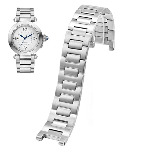 yaponuk Edelstahl-Uhrenarmband Mit Konkavem Ende Für Uhrenarmbänder Der Cartier Pasha-Serie(Silver1,16-8mm) von yaponuk