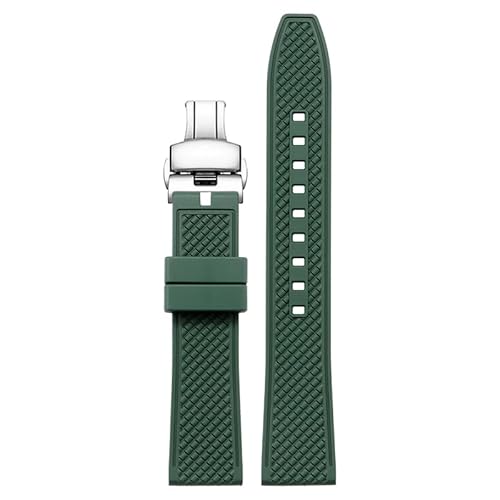 yaponuk Fluorelastomer-Uhrenarmband für Hamilton Khaki Field Navy Jazzmaster Aviation Uhrenarmband mit Schmetterlingsschließe(Greens,19mm) von yaponuk