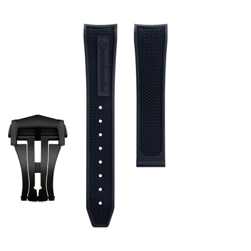 yaponuk Fluorkautschuk-Uhrenarmband für Omega Seamaster 600 Dark Side of the Moon Speedmaster 57 Aqua Terra 150 Moonwatch Racing Chronograph Armband(Blackb1,21-18mm) von yaponuk