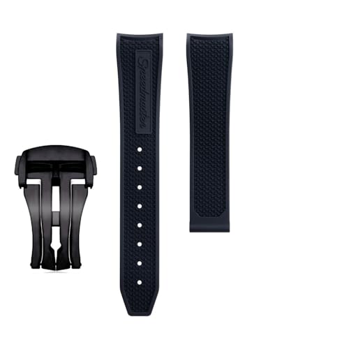 yaponuk Fluorkautschuk-Uhrenarmband für Omega Seamaster 600 Dark Side of the Moon Speedmaster 57 Aqua Terra 150 Moonwatch Racing Chronograph Armband(Blackb2,19-18mm) von yaponuk