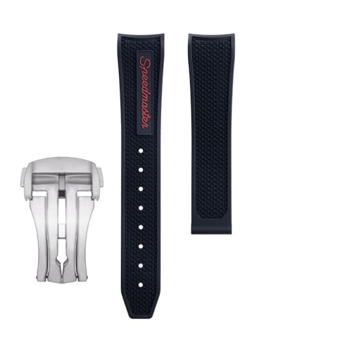 yaponuk Fluorkautschuk-Uhrenarmband für Omega Seamaster 600 Dark Side of the Moon Speedmaster 57 Aqua Terra 150 Moonwatch Racing Chronograph Armband(Reds2,21-18mm) von yaponuk