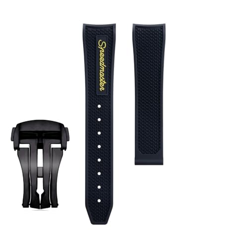 yaponuk Fluorkautschuk-Uhrenarmband für Omega Seamaster 600 Dark Side of the Moon Speedmaster 57 Aqua Terra 150 Moonwatch Racing Chronograph Armband(Yellowb2,19-18mm) von yaponuk