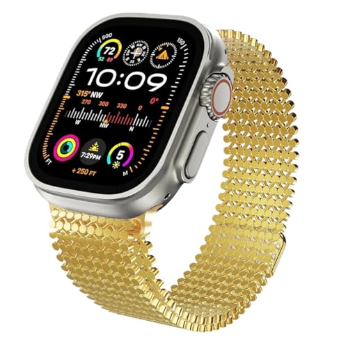 yaponuk Für Apple Watch Ultra 2 Milanis Strap für iWatch Serie 10 9 8 7 6 5 4 se Armband Correa(Gold,S10-46mm) von yaponuk