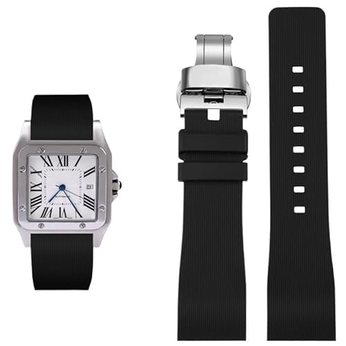 yaponuk Für Cartier Santos 100 Kautschuk-Uhrenarmbänder Für Herren- Und Damenuhrketten(Blacks2,20mm) von yaponuk