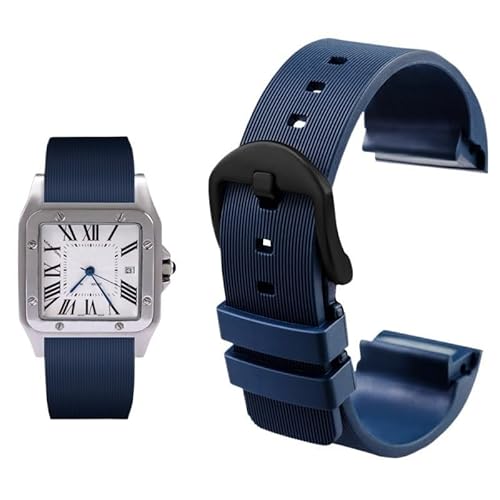 yaponuk Für Cartier Santos 100 Kautschuk-Uhrenarmbänder Für Herren- Und Damenuhrketten(Blueb1,23mm) von yaponuk