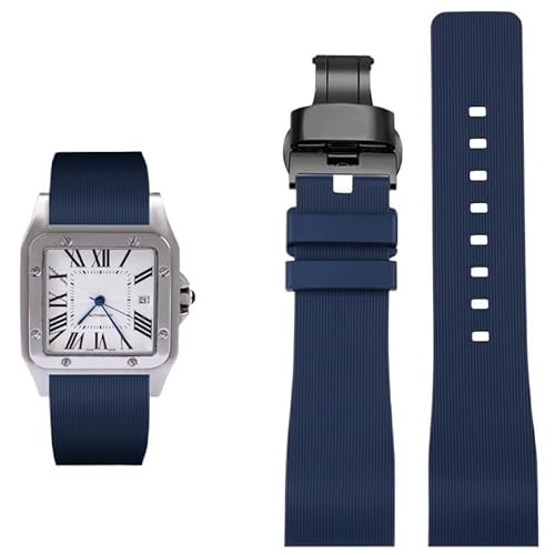 yaponuk Für Cartier Santos 100 Kautschuk-Uhrenarmbänder Für Herren- Und Damenuhrketten(Blueb2,20mm) von yaponuk