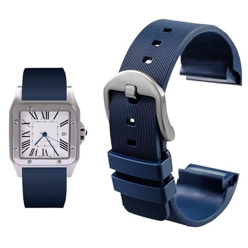 yaponuk Für Cartier Santos 100 Kautschuk-Uhrenarmbänder Für Herren- Und Damenuhrketten(Blues1,23mm) von yaponuk