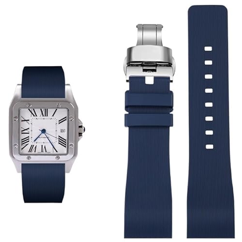 yaponuk Für Cartier Santos 100 Kautschuk-Uhrenarmbänder Für Herren- Und Damenuhrketten(Blues2,23mm) von yaponuk