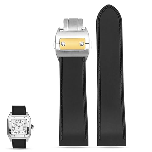 yaponuk Für Cartier Santos100 Wasserdichtes Sport-Uhrenarmband aus Gummi(Black Between gold,23mm) von yaponuk
