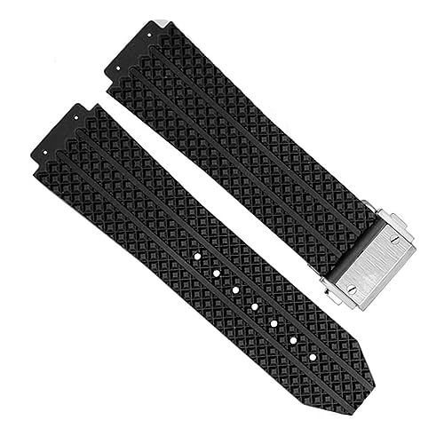 yaponuk Für Hublot Big Bang Authentisches Uhrenarmband, Edelstahl-Schnalle, Herren-Kautschukarmband, 25 x 19 mm(Diamond) von yaponuk