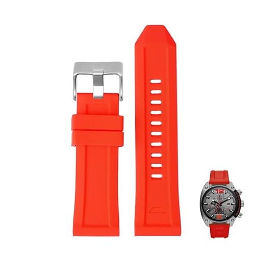 yaponuk Gummiarmband für Diesel DZ4496, DZ4323, DZ7416, DZ4476 Silikonarmband(Reds,24mm) von yaponuk