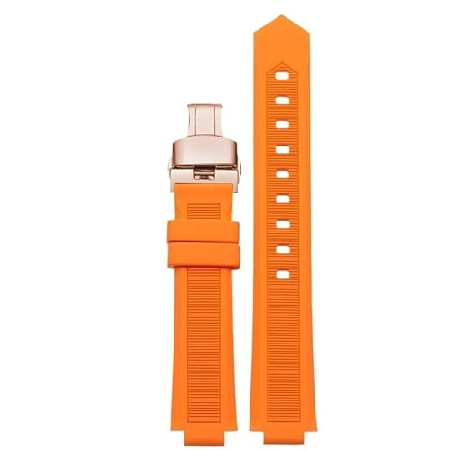 yaponuk Kautschuk-Uhrenarmband für Cartier Ballon Bleu Black Warrior, Silikonarmband mit konvexen Enden(Oranger,20-12mm) von yaponuk
