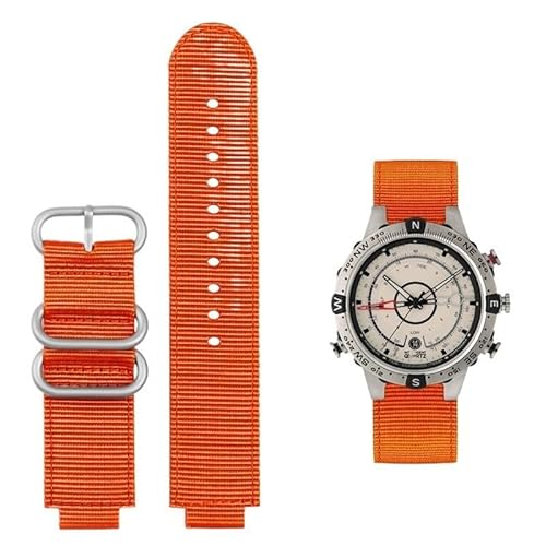 yaponuk Konvexes Canvas-Uhrenarmband für TIMEX Tide Compass T2N721 T2N720 TW2T76500 TW2T76300 Nylon-Armband(Orange-silver) von yaponuk