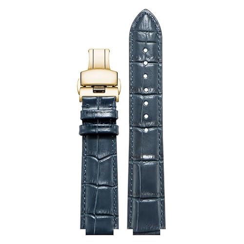 yaponuk Konvexes Lederarmband für Ulysse Nardin MARINE 6300 263 6319 Herren- und Damenarmband(Blue gold,22-11mm) von yaponuk