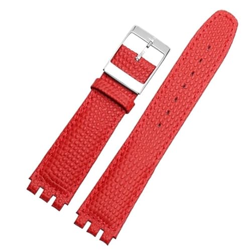 yaponuk Leder-Uhrenarmbänder für SWATCH YRS-Uhrenkette mit konkav-konvexer Schnalle(Red c,17mm) von yaponuk