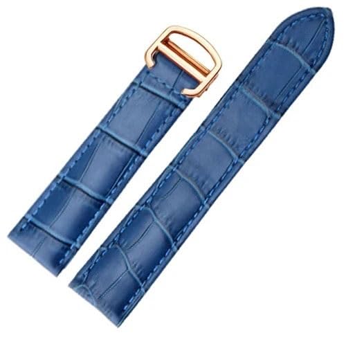 yaponuk Lederarmband Für Cartier Tank Solo Fashion Armband(Blue-gold,22mm) von yaponuk