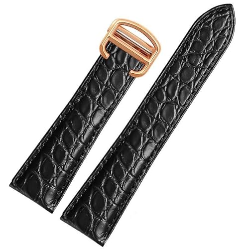 yaponuk Lederarmband für Caitier Tank London Cle De W5200027/24 W5200005 Uhrenarmband(Black-rose gold,18mm) von yaponuk