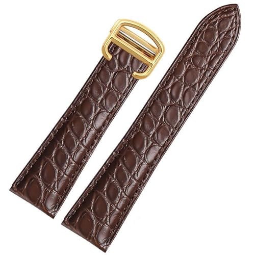 yaponuk Lederarmband für Caitier Tank London Cle De W5200027/24 W5200005 Uhrenarmband(Brown-gold,23mm) von yaponuk