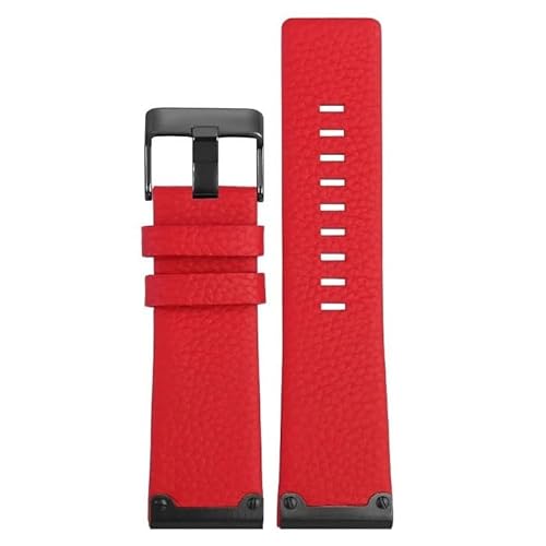 yaponuk Lederarmband für Diesel DZ4318 DZ4476 DZ4343 DZ4323 Verbessertes Edelstahl-Port-Kopfband(B red black) von yaponuk
