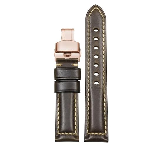 yaponuk Lederarmband für Hamilton Jazzmaster Khaki Aviation Rindslederarmband mit Schmetterlingsschließe Herrenuhrkette(Greenr,21mm) von yaponuk