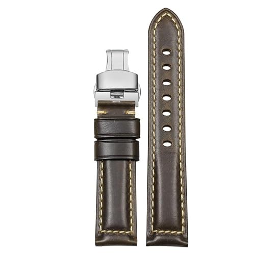 yaponuk Lederarmband für Hamilton Jazzmaster Khaki Aviation Rindslederarmband mit Schmetterlingsschließe Herrenuhrkette(Greens,20mm) von yaponuk