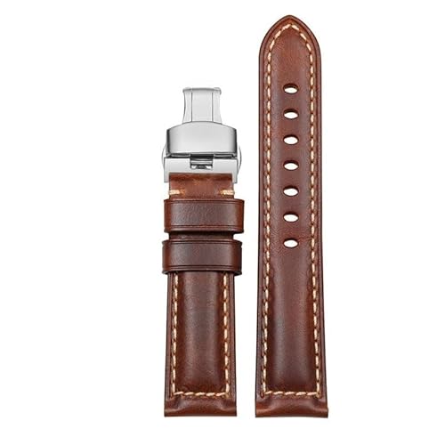 yaponuk Lederarmband für Hamilton Jazzmaster Khaki Aviation Rindslederarmband mit Schmetterlingsschließe Herrenuhrkette(Light browns,20mm) von yaponuk