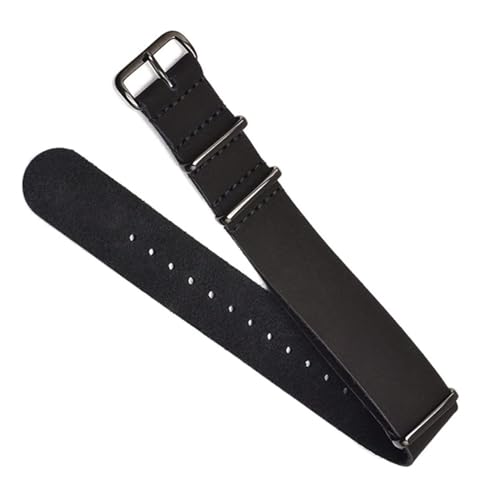yaponuk Lederarmband für Herren, Uhrenarmband für Damen, mit Schnalle, Zubehör(Blackb,22mm) von yaponuk