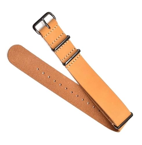 yaponuk Lederarmband für Herren, Uhrenarmband für Damen, mit Schnalle, Zubehör(Yellowb,20mm) von yaponuk