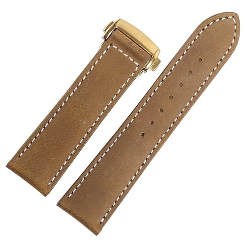 yaponuk Lederarmband für Herrenuhren von Hamilton Khaki Jazzmaster Aviation mit Faltschließe(Brownwg,20mm) von yaponuk
