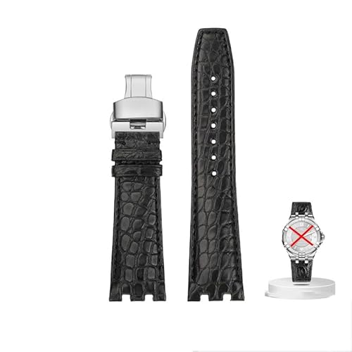 yaponuk Lederarmband für Maurice Lacroix AIKON AI6007 1108 AI6058 AI6008 Schnellverschlussarmband Edelstahl-Metallgelenkband(Blacks,For Al6007 AI1108) von yaponuk
