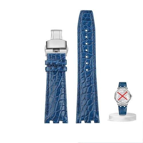 yaponuk Lederarmband für Maurice Lacroix AIKON AI6007 1108 AI6058 AI6008 Schnellverschlussarmband Edelstahl-Metallgelenkband(Blues,For Al6008 Al6058) von yaponuk