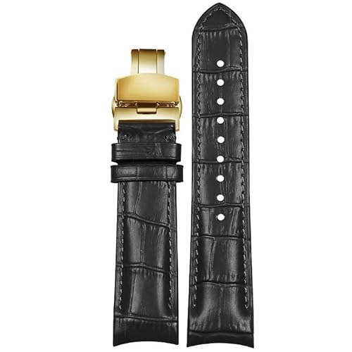 yaponuk Lederarmband für Omega New Seamaster 300 Planet Ocean 007 Speedmaster Herrenuhrkette(Blackg1,22mm) von yaponuk