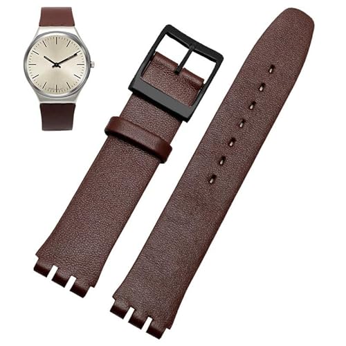yaponuk Lederarmband für Swatch SYXS106/115/116, Rindsleder-Uhrenkette für Damen, 17 mm Uhrenband(Brownb a) von yaponuk