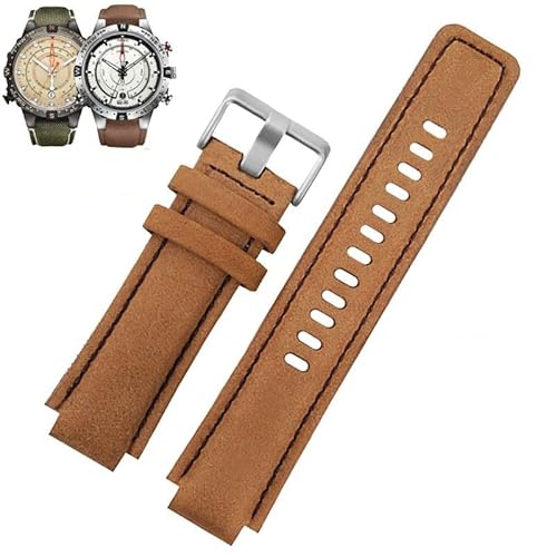yaponuk Lederarmband für Timex Tidal Compass T2n739 T2n720 T2n721 Canvas Herren-Uhrenarmband mit konvexem Mund(Khakis) von yaponuk