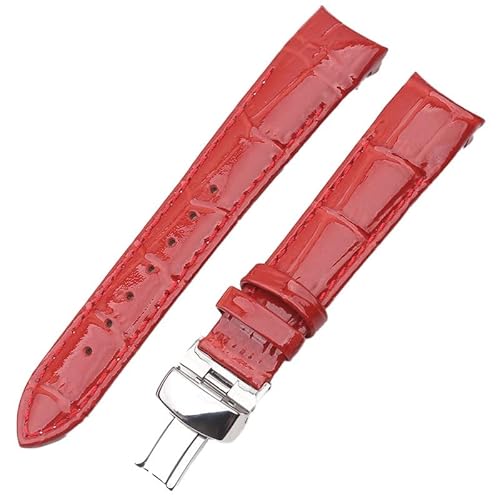 yaponuk Lederarmband mit gebogenem Ende für Tissot 1853 Couturier Serie T035 T035210 T035207A.(Red) von yaponuk