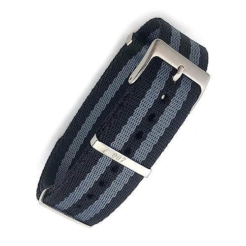 yaponuk Nylon-Armband für Omega Seamaster 007 Commander, weiches Canvas-Stoffband(007 Black Gray,21mm) von yaponuk