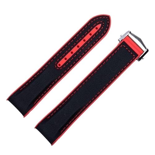 yaponuk Nylon-Gummi-Uhrenarmband für Omega 8900 Seamaster 600 300 Planet Ocean(Black red,20mm) von yaponuk