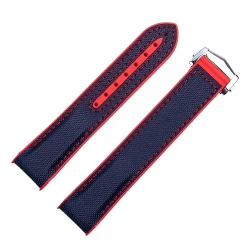 yaponuk Nylon-Gummi-Uhrenarmband für Omega 8900 Seamaster 600 300 Planet Ocean(Blue red,20mm) von yaponuk