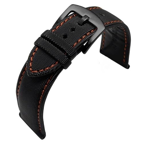 yaponuk Nylonband für Blancpain Fifty Fathoms BM8475 Uhrenarmband für SEIKO 5(A Orange Line-Black,22mm) von yaponuk