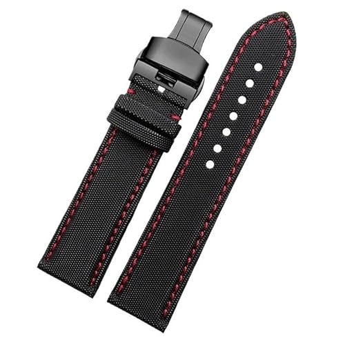 yaponuk Nylonband für Blancpain Fifty Fathoms BM8475 Uhrenarmband für SEIKO 5(B Red Thread-Black,20mm) von yaponuk